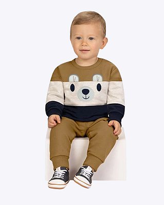 Conjunto Moletom Bordado Ursinho Infantil Masculino Milon 2001453