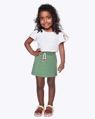 Conjunto Blusa Manga Curta Tulipas e Shorts-Saia Moletinho Infantil Feminino Have Fun 30448