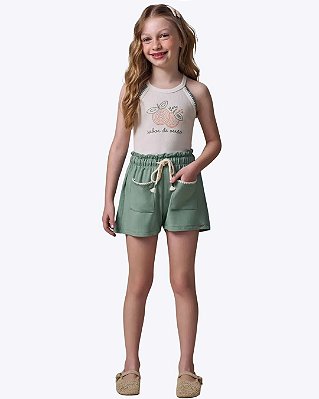 Conjunto de Regata em Canelado Liz com Shorts em Molevisco Infantil Feminino Infanti 96413