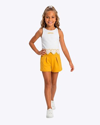 Conjunto Blusa Regata e Shorts Infantil Feminino Kyly 1001845