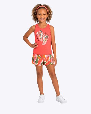 Conjunto Blusa Regata e Shorts Estampado Infantil Feminino Kyly 1001847