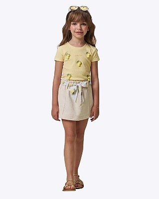Conjunto Blusa em Canelado Liz e Short Saia em Moletom Linho sem Pelúcia Infantil Feminino Infanti95886