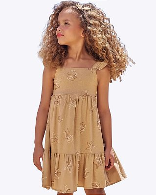 Vestido em Blend de Linho Bordado Infantil Feminino Infanti 96427