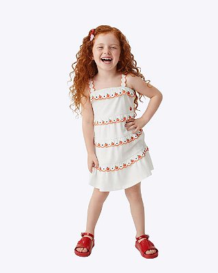 Vestido Branco Babados Infantil Feminino Nanai 6000485