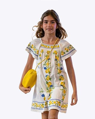 Vestido Manga Curta Limões Infantil Feminino Nanai 6000478