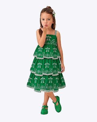 Vestido Midi com Babados Tartaruga Infantil Feminino Nanai 6000612