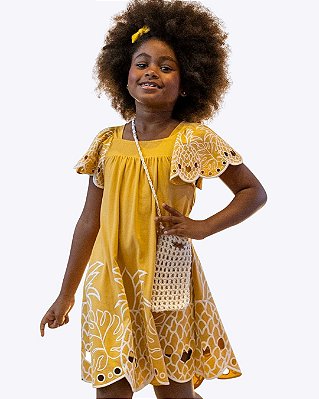Vestido Manga Curta Abacaxi Infantil Feminino Nanai 6000611