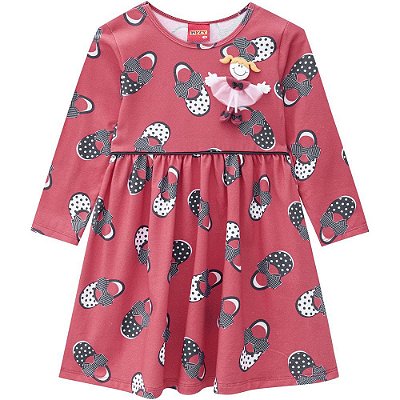 Vestido Infantil Feminino Malha Manga Longa 207374   AZUL Kyly