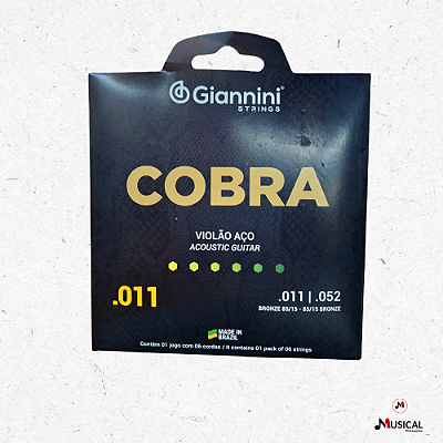 ENCORDOAMENTO GIANNINI COBRA VIOLAO ACO 011 / 052 GEEFLK