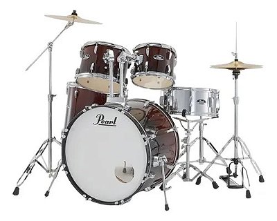 BATERIA PEARL ROADSHOW RS525MS/C757 GARNET FADE BUMBO 22 C/ FERRAGENS E BANCO 22 10 12 16 14