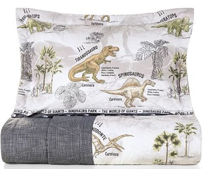 Jogo de Cama Solteiro Infantil Karsten 180 Fios DINOSSAURO 3582338 3 Peças  188x240cm 