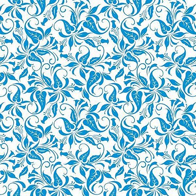 Papel Adesivo Floral Azul e Branco 01