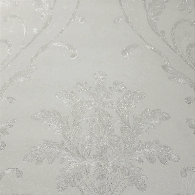 Papel de Parede Arabesco Bege Claro com Brilho Rolo com 10 Metros