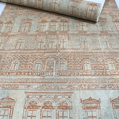 Papel de Parede Tijolinho Bege Escuro e Vermelho Rolo com 10 Metros