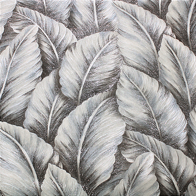 Papel de Parede Folhagem Crômio com Brilho Rolo com 10 Metros