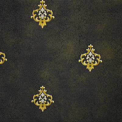 Papel de Parede Arabesco Preto e Dourado Rolo com 10 Metros