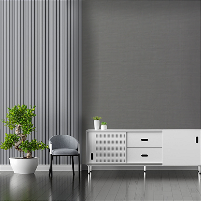 Papel de Parede Cinza Escuro Rolo com 10 Metros