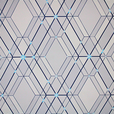 Papel de Parede Geométrico Branco e Azul Rolo com 10 Metros