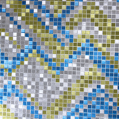Papel de Parede Pastilhas Azul, Dourado e Prata Rolo com 10 Metros