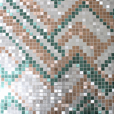 Papel de Parede Pastilhas Prata, Rosé e Verde Rolo com 10 Metros