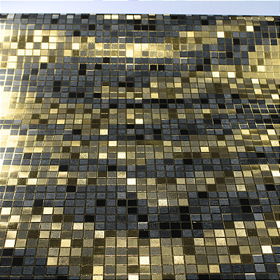 Papel de Parede Pastilhas Dourado e Preto Rolo com 10 Metros