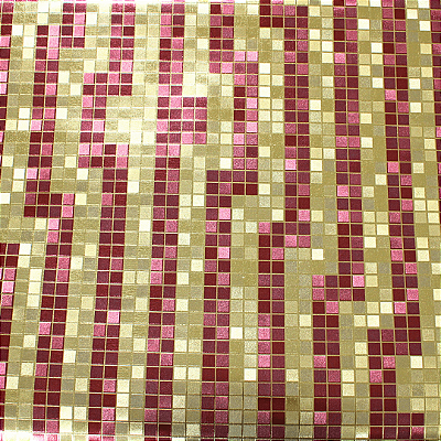 Papel de Parede Pastilhas Dourado e Vermelho Rolo com 10 Metros
