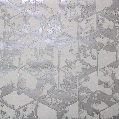 Papel de Parede Geométrico cor Crômio Rolo com 10 Metros