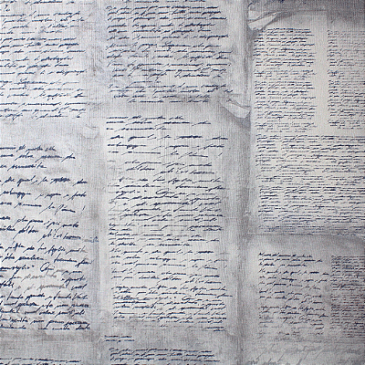 Papel de Parede Escrita Vintage cor Crômio Rolo com 10 Metros