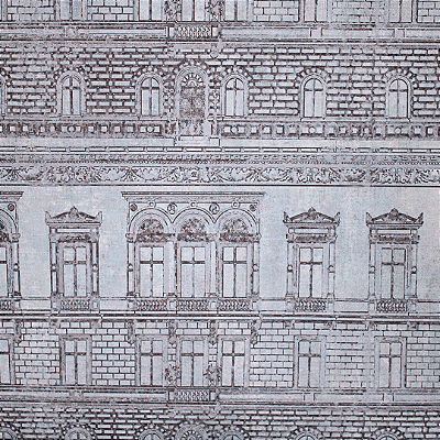 Papel de Parede Edifícios Vintage cor Cinza Rolo com 10 Metros