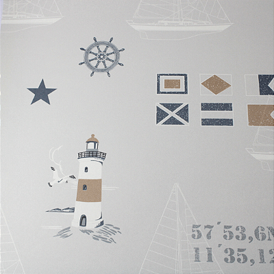 Papel de Parede Farol em Tons de Crômio e Azul Rolo com 10 Metros