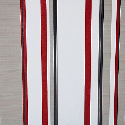 Papel de Parede Listrado Bege Vermelho e Branco Rolo com 10 Metros
