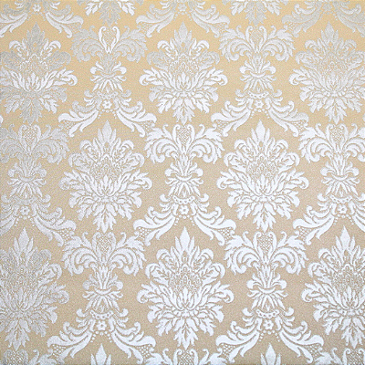 Papel de Parede Arabesco nas Cores Caramelo e Prata Rolo com 10 Metros