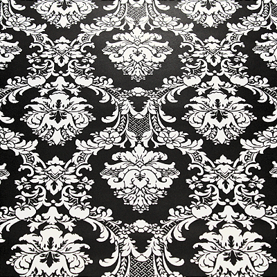 Papel de Parede Arabesco em Tons de Branco e Preto Rolo com 10 Metros