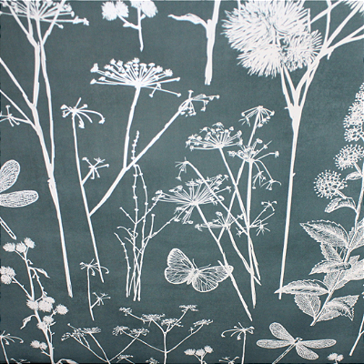 Papel de Parede Folhagens na Cor Verde Água Rolo com 10 Metros