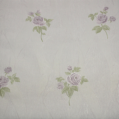 Papel de Parede Floral Bege Claro e Roxo Rolo com 10 Metros
