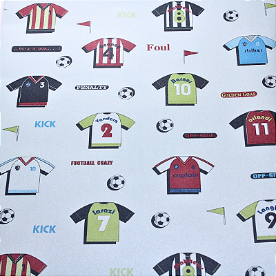 Papel de Parede Infantil Futebol Azul Bebê Rolo com 10 Metros