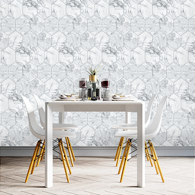 Papel Adesivo Geométrico com Fundo Marmorizado Rolo com 10 Metros