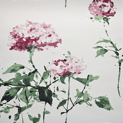 Papel de Parede Espumado Floral Rosa e Branco Rolo com 10 Metros