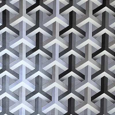 Papel de Parede Geométrico 3D em Tons de Cinza Rolo com 10 Metros
