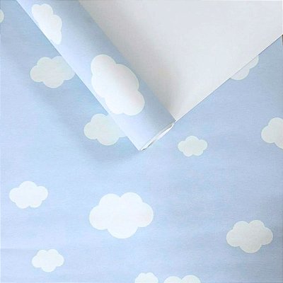 Papel de Parede Nuvens Brancas Fundo Azul Claro Importado 10M