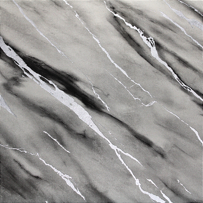 Papel de Parede Mármore em Tons de Prata e Preto Rolo com 10 Metros