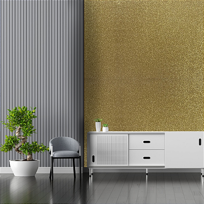 Papel de Parede Texturizado Dourado Com Brilho Rolo com 10 Metros