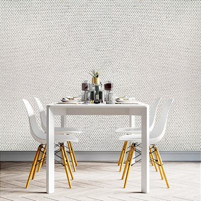 Papel de Parede Linho com Detalhes em Preto Rolo com 10 Metros