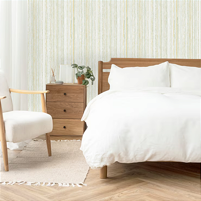 Papel de Parede Riscado em Tom de Verde Musgo Rolo com 10 Metros