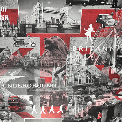 Papel de Parede Pontos Turísticos Inglaterra Rolo com 10 Metros