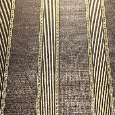 Papel de Parede Listrado em Tons de Dourado Rolo com 10 Metros