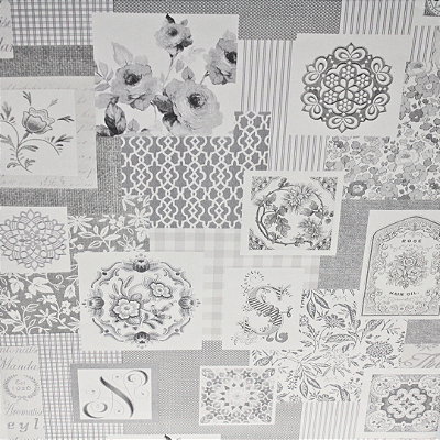 Papel de Parede Floral em Tons de Crômio e Branco Rolo com 10 Metros