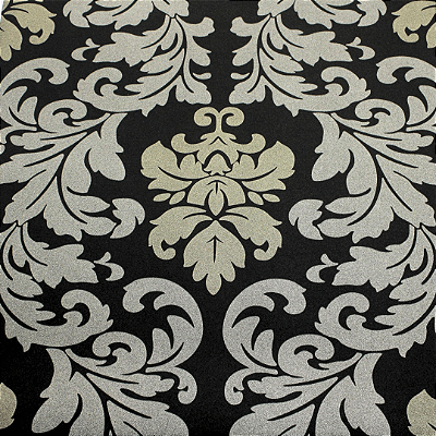 Papel de Parede Arabesco Tons de Preto e Dourado Rolo com 10 Metros