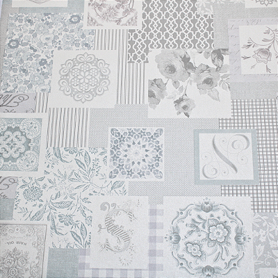 Papel de Parede Floral em Tons de Azul e Branco Rolo com 10 Metros