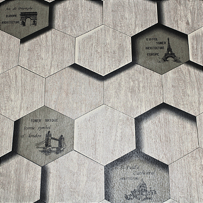 Papel de Parede Geométrico 3D Amadeirado Rolo com 10 Metros